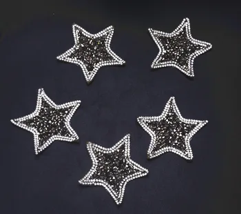 10tk/Palju Black Diamond Viie Osutas Star Hot Fix Kristallid Motiivid Rhinestone Üleandmine prügikasti raputas Kivid Applique Riided Plaastrid