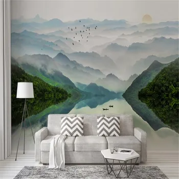 Milofi kohandada 3D-suur tapeet seinamaaling uus Hiina tint maastiku kunstilise kontseptsiooni maastiku taustal seina paber seinamaaling