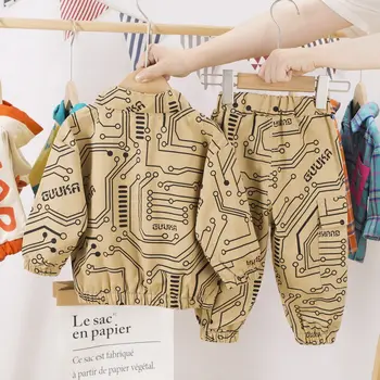 Uus Kevad-Sügis Laste Puuvillased Riided Beebi Poisid Tüdrukud printe mantel, Püksid 2tk/sets Imiku Kids Fashion Väikelapse Spordidressid komplekt
